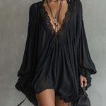 Serafina | Black Lace Chiffon Mini Dress