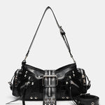 Rivet one-shoulder commuter crossbody motorcycle bag