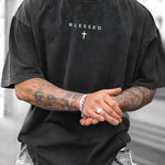 KZZ Breathable casual street style short-sleeved T-shirt