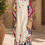 Elegant Printed Satin Loose Maxi Robe