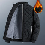 KZZ Men's Plain Quilted Zip Up Pocket Winter Coat