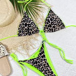 Sexy Leopard-Print Color-Blocked Triangle Top Two-Piece Swimsuit