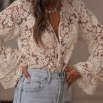 Women's Casual Openwork Lace Shirt
