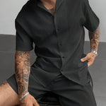 KZZ Men's Plus-Size Streetwear Two-Piece Set