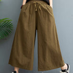 Simple Wide Leg Loose Drawstring Solid Color Casual Pants Bottoms