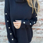 women's casual turtleneck button sweater