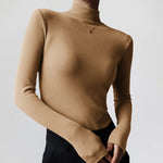 Velvet Half Turtleneck Long Sleeve Thread Slim-fit Base T-shirt