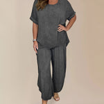 Two Piece Outfits Summer Short Sleeve Shirts and Pants Sets