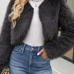 Stylish Long Sleeve Short Casual Faux Fur Jacket