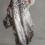 Modern And Stylish White T-shirt And Leopard Print Chiffon Pants Set