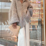 Solid Knit Sequined Sweater Jacket