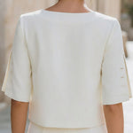 Button Detail Split Sleeve Elegant Top