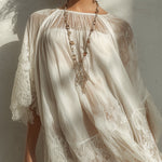 White Lace-Paneled Chiffon Mini Dress
