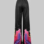 Loose Wide Leg Flower Print Pants Trousers