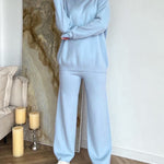 Women's Two Piece Sets Casual Loose Tracksuit Knitted Streetwear  Turtleneck Long Sleeve Top Wide Leg Pants