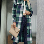 Nadorine Button Down Plaid Classic Long Shirt Jacket