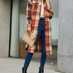 Nadorine Button Down Plaid Classic Long Shirt Jacket