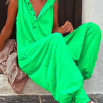 Margovil La Vie Pocketed Half Button Hoodied Jumpsuit(5 Colors Available)