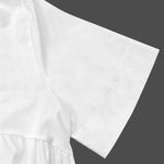 Loose Short Sleeves Solid Color Deep V-Neck Midi Dresses Shirt Dress