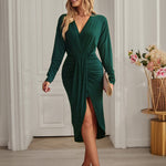 Nadorine Elegant Irregular Slit Knit Dress for Women Casual Summer Vacation 2026