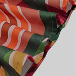 A-Line Long Sleeves Contrast Color High Neck Midi Dresses