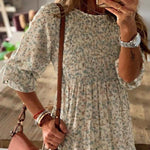 Temperament Commuter Fashion Bubble Half Sleeve High Waist Dress