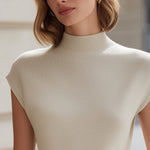 Minimalist Mock-Neck Sleeveless Knit Top