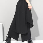 Irregularity Elastic Waist Wide Leg Solid Color Pants