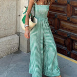 Nadorine Women's Casual Plaid High Waisted Pants Suspender Jumpsuits Overalls