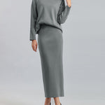 Nadorine Women's Casual Loose Fashion Long Skirt Two-piece Set
