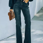 Flared Jeans High Waist Stretch Slimming Wide Leg Pants