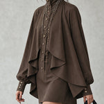 Philomena | Cape-Draped High-Neck Mini Dress