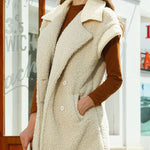 Loose Sleeveless Suit Collar Double-breasted Double-sided Velvet Jacket Vest Coats