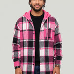 KZZ Men's plaid drawstring hooded sweatshirt