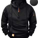 KZZ Men's Regular Fit Patched Pocket Drawstring Hoodie