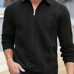 KZZ Men's Fall Winter Outfits  Polo Neck Long Sleeve Sweatshirt for Daliy Wear