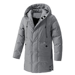 KZZ Men's Thick Winter Warm Coat Plus Size Cold Weather Jacket with Hood Long Sleeve Front Button Design
