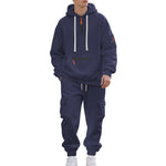KZZ Men's Winter Fleece Lined Casual Set Long Sleeve Jacket & Pants