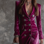 Vintage Button-down Velvet Long Blazer
