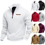KZZ Men's Solid Half Zip Up Sweatshirt Loose Casual Long Sleeve