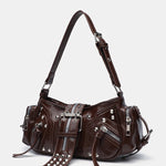 Rivet one-shoulder commuter crossbody motorcycle bag