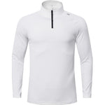 KZZ Men's Solid Half Zip Thumb Hole Design Sports Tee