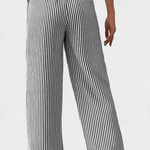 Adjustable Waist Lightweight Striped Straight Pants - Sabrina