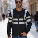 KZZ Men's Fleece-Lined Hoodie with Reflective Zipper