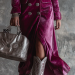 Vintage Button-down Velvet Long Blazer