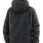 KZZ Men's winter fleece-lined hooded windbreaker