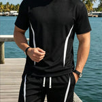 KZZ Men's Summer Waffle-Knit Athleisure Set