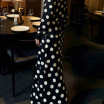 Elegant Polka-Dot V-Neck Puff-Sleeve Waist-Defining Dress