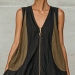 Color-block zip-front tulip mini dress