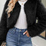 Stylish Long Sleeve Short Casual Faux Fur Jacket
